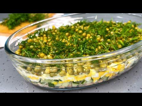 Мой "ходовой" САЛАТ, который готовлю ВСЕГДА! Продукты простые,салат вкусный,сочный,готовить 5 минут!