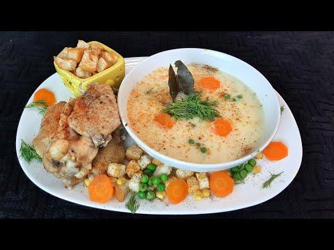 Сырный суп с куриными крылышками