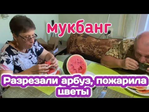 Арбуз едим вместе, а цветы кабачков я ем в одиночестве, муж отказался от деликатеса - два мукбанга