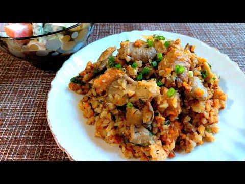 Гречка с мясом и грибами в мультиварке 