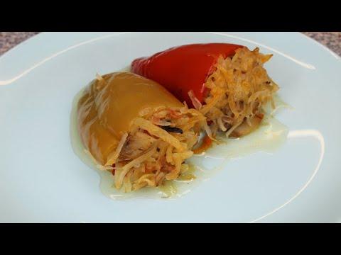 Фаршированный перец картофелем грибами и овощами