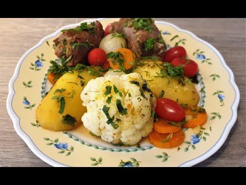 Очень вкусный обед!Тушенное мясо с овощами!