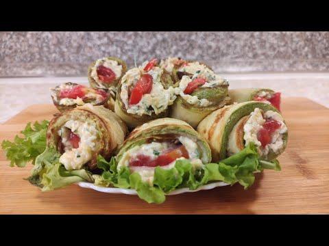 Рулетики из КАБАЧКОВ! Очень ВКУСНАЯ и сочная закуска!