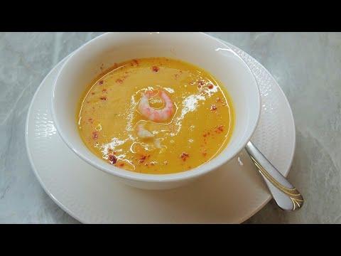 Очень вкусный нежный Крем суп с креветками из тыквы  - Вкусно и легко