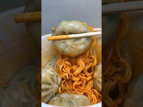 bibim ramen with meat dumplings #asmr #koreanfood