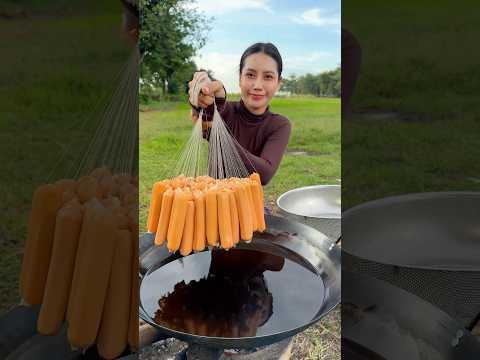 Hotdog crispy with noodle cook recipe #shortvideo #shorts #cooking #food #recipe