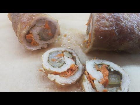 РУЛЕТ  МЯСНОЙ С САЛОМ И МОРКОВЬЮ