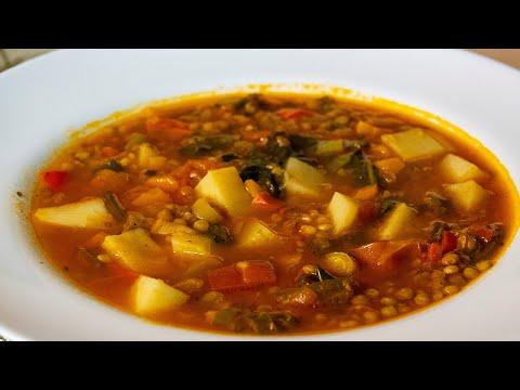 Очень вкусный овощной суп с чечевицей