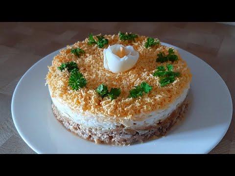 Слоеный Рыбный Салат под шубой. Рецепт Быстрого и Вкусного салата