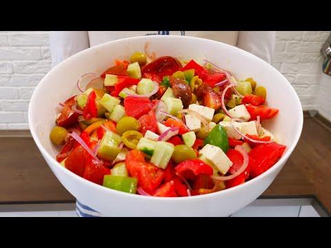 Вкусный ГРЕЧЕСКИЙ САЛАТ, простой и лёгкий рецепт на каждый день!